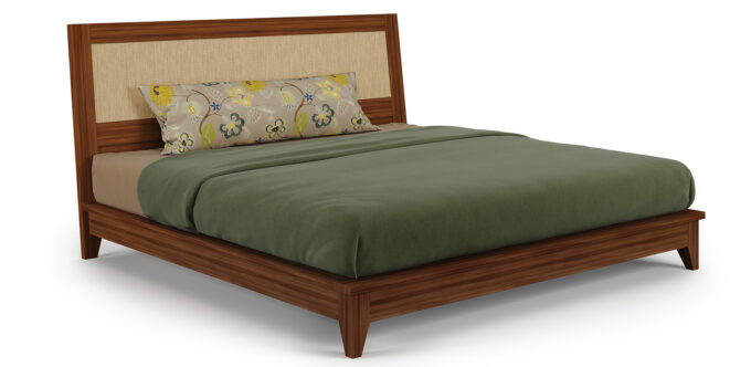 Windows Bed with Cane Headboard